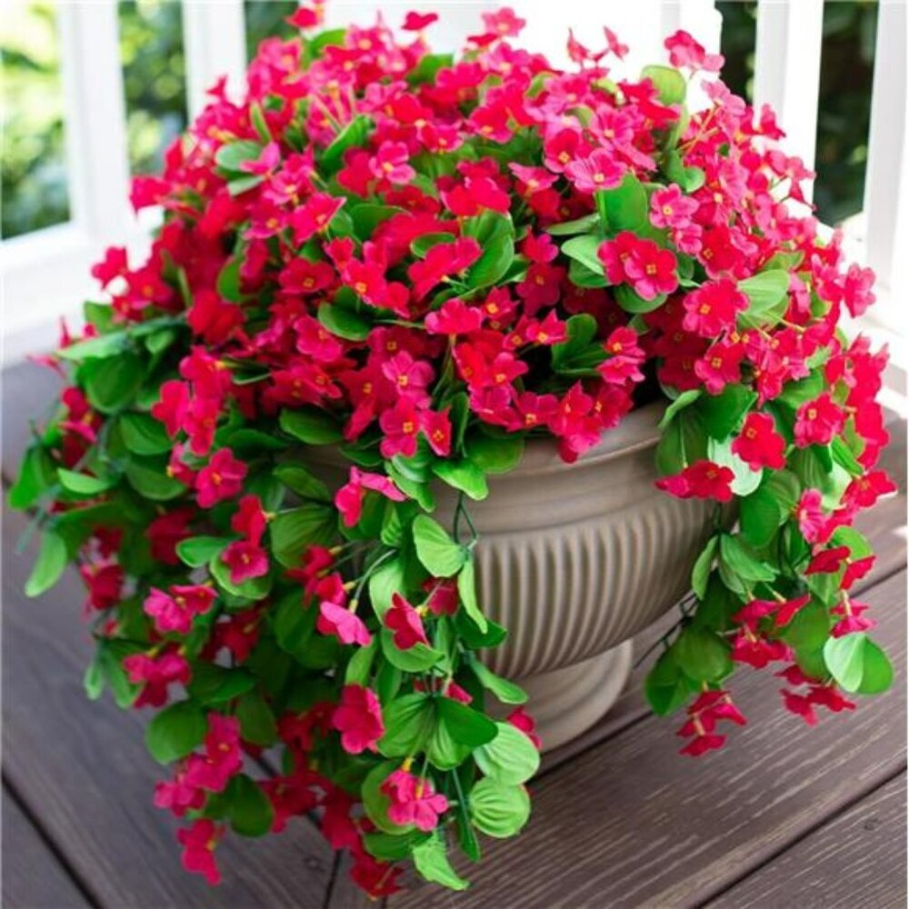 Artificial hanging flower vines UV resistant pink orchid outdoor decor plants